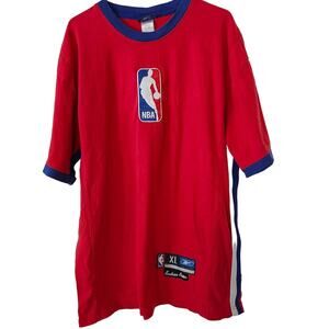 Vintage 90s Red Reebox XL NBA Shooter Warm up Jersey Shirt Embroidered